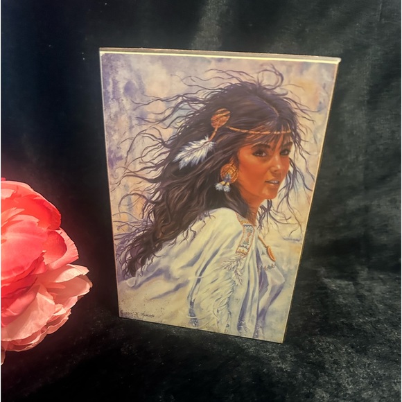 Wood Jewelry Box with Native American Princess Print - Picture 2 of 10